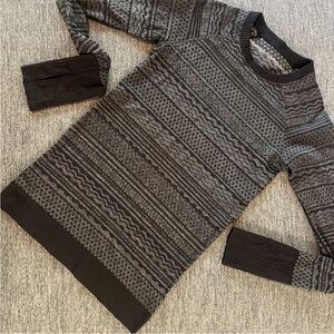 Lululemon Rest Less Pullover Womens Sz S Crewneck Gray Black Workout Fair Isle